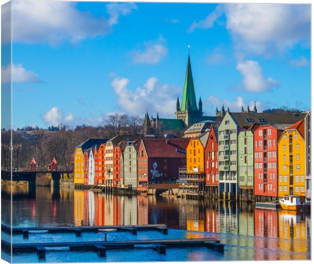 Vibrant water view in Trondheim Canvas Print by Hazel Wright