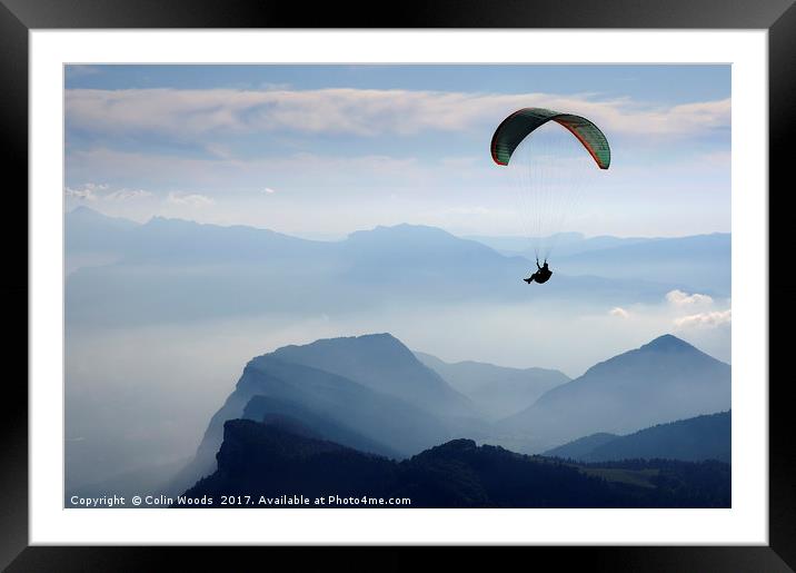 Parapenting in the French Alps Framed Mounted Print by Colin Woods