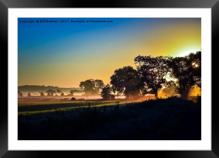 Sunrise across the Somerset Levels Glastonbury Uk Framed Mounted Print by Will Badman