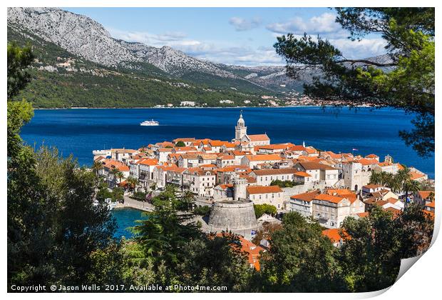 Framing Korcula old town in the trees Print by Jason Wells