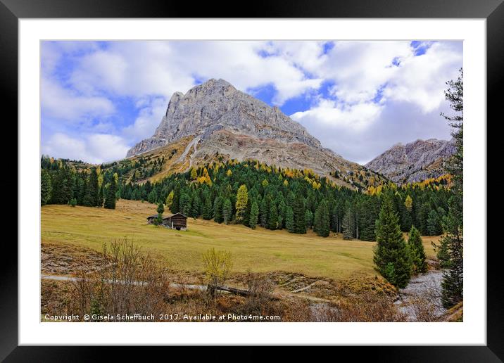 Peitlerkofel in the Dolomites Framed Mounted Print by Gisela Scheffbuch