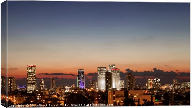 Israel, Tel Aviv cityscape at dusk Canvas Print by PhotoStock Israel