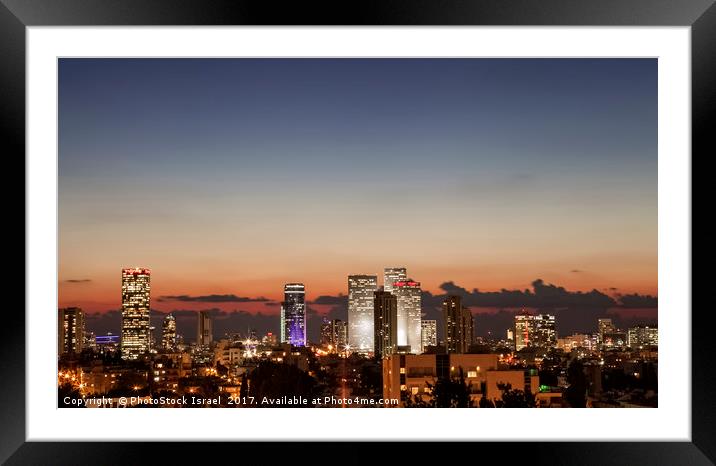 Israel, Tel Aviv cityscape at dusk Framed Mounted Print by PhotoStock Israel