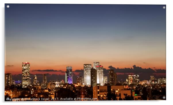 Israel, Tel Aviv cityscape at dusk Acrylic by PhotoStock Israel