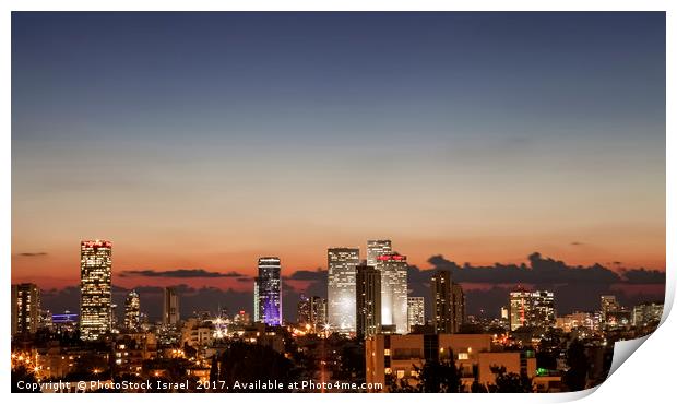 Israel, Tel Aviv cityscape at dusk Print by PhotoStock Israel