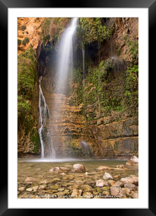 lower waterfall in Wadi David Framed Mounted Print by PhotoStock Israel