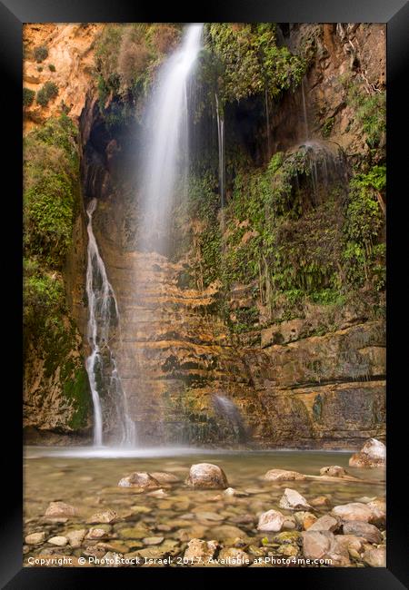 lower waterfall in Wadi David Framed Print by PhotoStock Israel