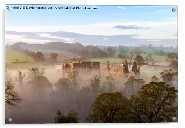 Egglestone Abbey Morning Mist Acrylic by David Forster