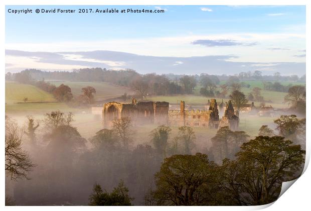 Egglestone Abbey Morning Mist Print by David Forster
