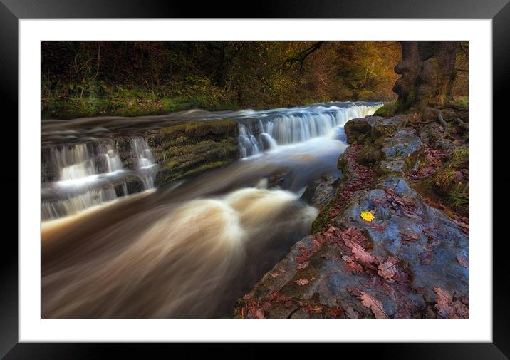 Autumn at Sgwd y Pannwr Waterfalls Framed Mounted Print by Leighton Collins