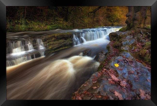 Autumn at Sgwd y Pannwr Waterfalls Framed Print by Leighton Collins