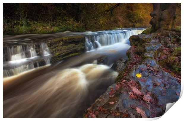 Autumn at Sgwd y Pannwr Waterfalls Print by Leighton Collins