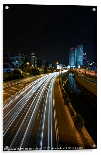 Tel Aviv at night Acrylic by PhotoStock Israel