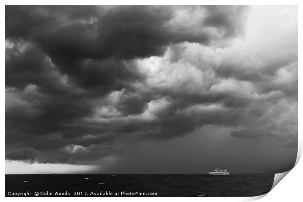 Boat and Approaching Storm Print by Colin Woods