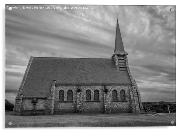 Chapelle Notre Dame de la Garde, Etretat, France Acrylic by Andy Morton