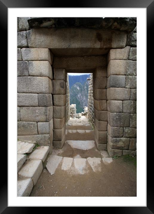 Trapezoidal Door At Machu Picchu, Peru  Framed Mounted Print by Aidan Moran