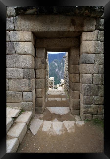 Trapezoidal Door At Machu Picchu, Peru  Framed Print by Aidan Moran