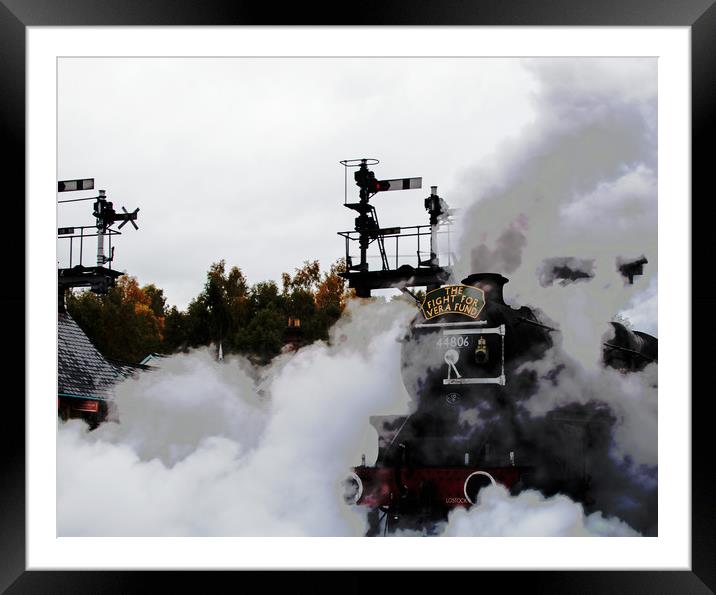 Steam Train moving Off Framed Mounted Print by Janet Mann