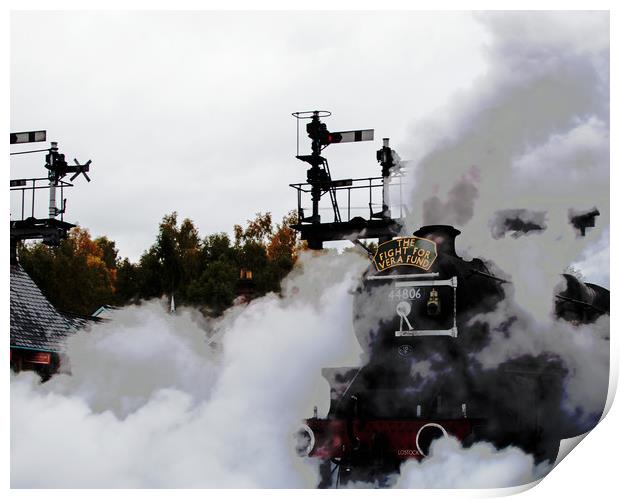 Steam Train moving Off Print by Janet Mann