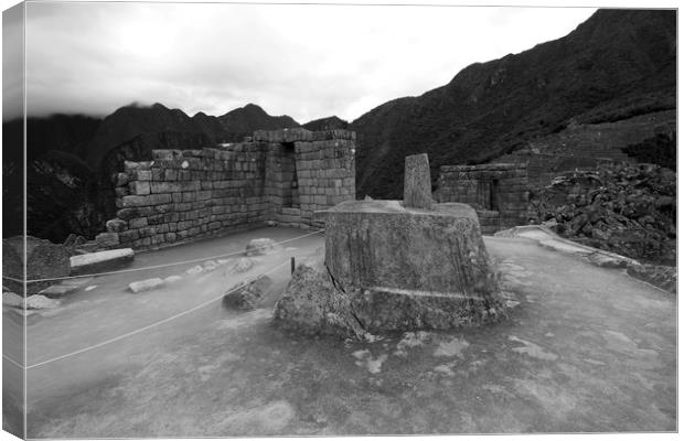 Intihuatana Stone At Machu Picchu  Canvas Print by Aidan Moran