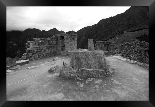 Intihuatana Stone At Machu Picchu  Framed Print by Aidan Moran