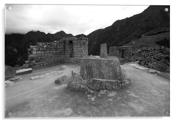 Intihuatana Stone At Machu Picchu  Acrylic by Aidan Moran