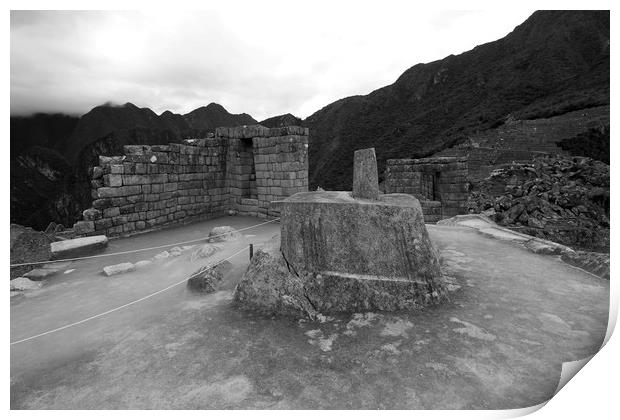 Intihuatana Stone At Machu Picchu  Print by Aidan Moran