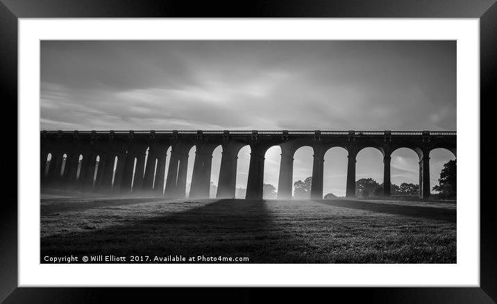 Balcombe Viaduct in the Misty Moonlight Framed Mounted Print by Will Elliott
