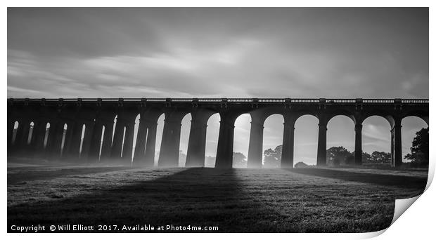 Balcombe Viaduct in the Misty Moonlight Print by Will Elliott