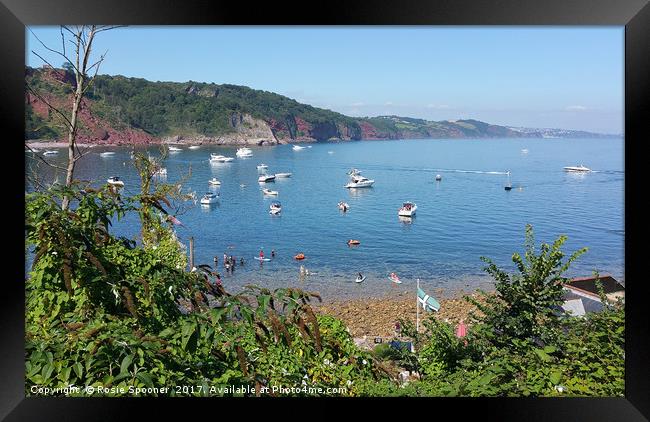 Busy day in Babbacombe Bay Torquay Framed Print by Rosie Spooner