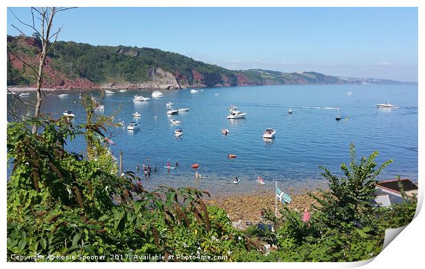 Busy day in Babbacombe Bay Torquay Print by Rosie Spooner