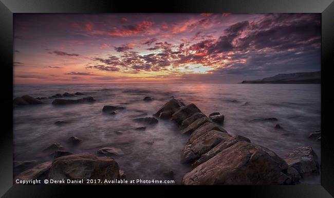 Majestic Sunset over Jurassic Coast Framed Print by Derek Daniel