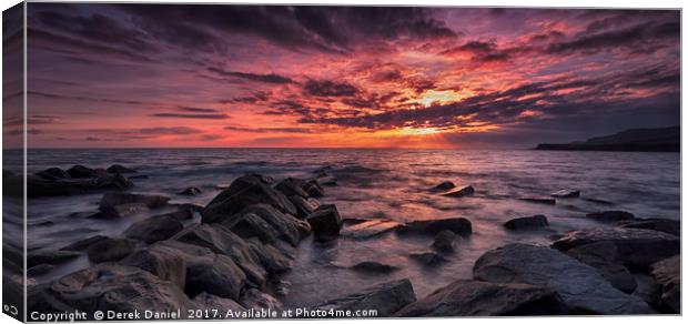 Glorious Sunset over Jurassic Coast Canvas Print by Derek Daniel