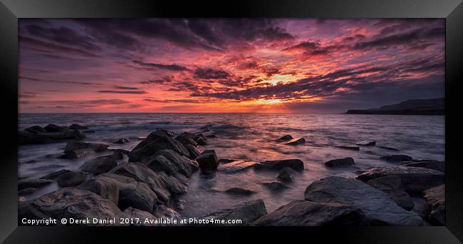 Glorious Sunset over Jurassic Coast Framed Print by Derek Daniel