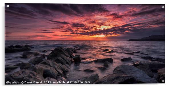 Glorious Sunset over Jurassic Coast Acrylic by Derek Daniel