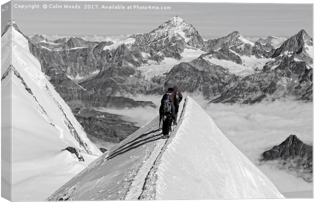 Climbers in the Swiss Alps Canvas Print by Colin Woods