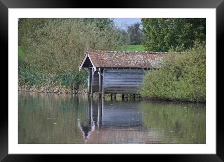Tranquil Boathouse Framed Mounted Print by Simon Hackett
