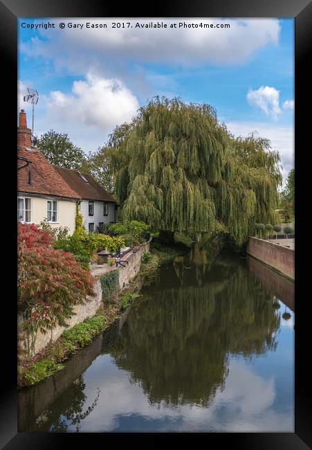 Cottages and stream, Coggeshall Framed Print by Gary Eason