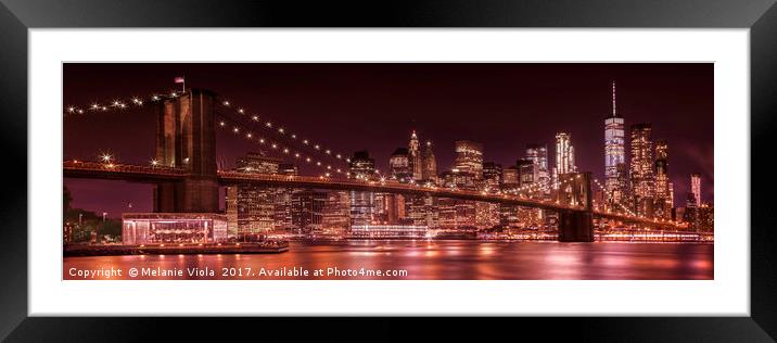 BROOKLYN BRIDGE Evening Impressions | Panoramic  Framed Mounted Print by Melanie Viola