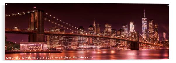 BROOKLYN BRIDGE Evening Impressions | Panoramic  Acrylic by Melanie Viola