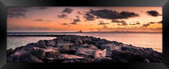 Playa Blanca Sunset over the Rocks Framed Print by Naylor's Photography