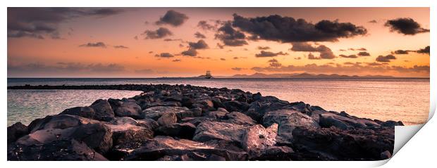 Playa Blanca Sunset over the Rocks Print by Naylor's Photography