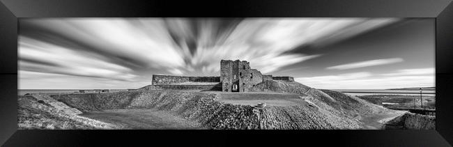 Tynemouth Castle mono Panorama Framed Print by Naylor's Photography