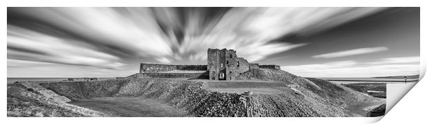 Tynemouth Castle mono Panorama Print by Naylor's Photography