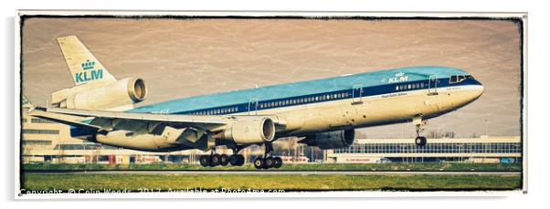 A KLM McDonnell Douglas MD-11 landing at Schiphol  Acrylic by Colin Woods
