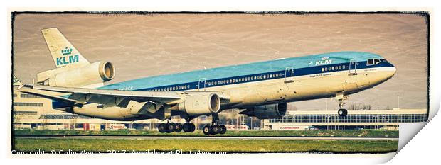 A KLM McDonnell Douglas MD-11 landing at Schiphol  Print by Colin Woods