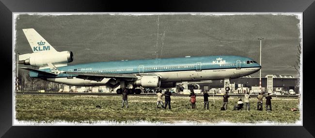 A KLM McDonnell Douglas MD-11 landing at Schiphol  Framed Print by Colin Woods