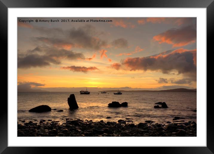 Elgol Harbour Sunset Framed Mounted Print by Antony Burch