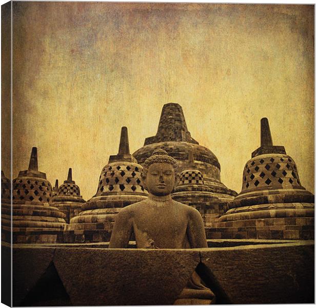Borobudur (in grunge style) Canvas Print by Abdul Kadir Audah