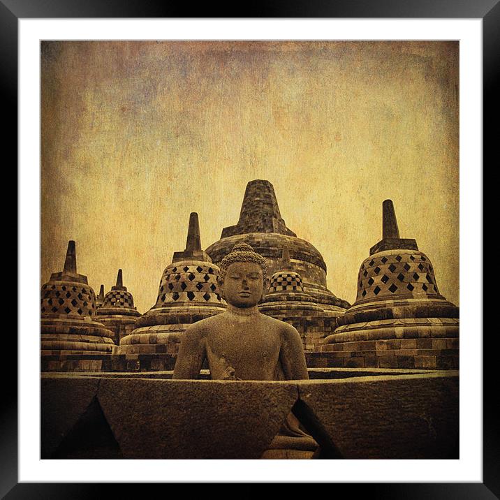 Borobudur (in grunge style) Framed Mounted Print by Abdul Kadir Audah